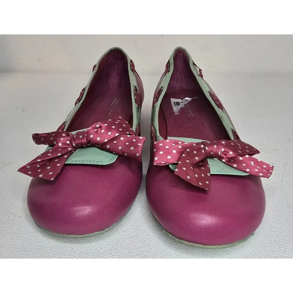 Donald Pliner Fancy Fuchsia Ballet Flats Slip-On Bow Fuchsia/Green 9.5 B - Picture 3 of 9
